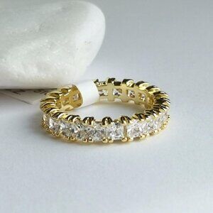 NWT 14k Gold overlay eternity band ring emerald cut CZ size 8